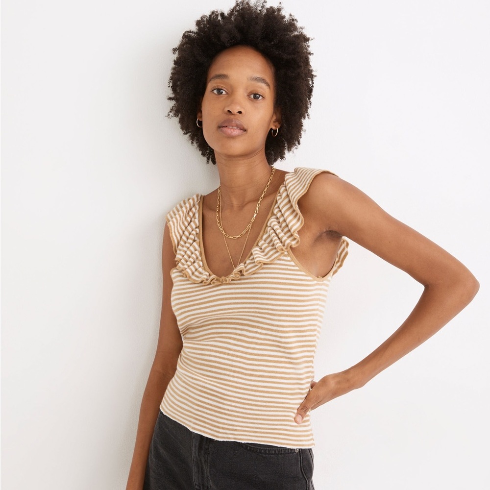 Belhaven Ruffle Sweater Tank in Stripe by Madewell